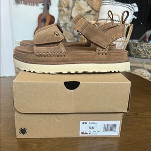 UGG Brown Suede Platform Sandals